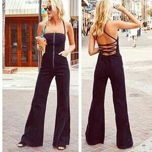 💥KILLER DESING💥 Vintage 70s Vibes Mayfair Studded Corduroy Flared Jumpsuit